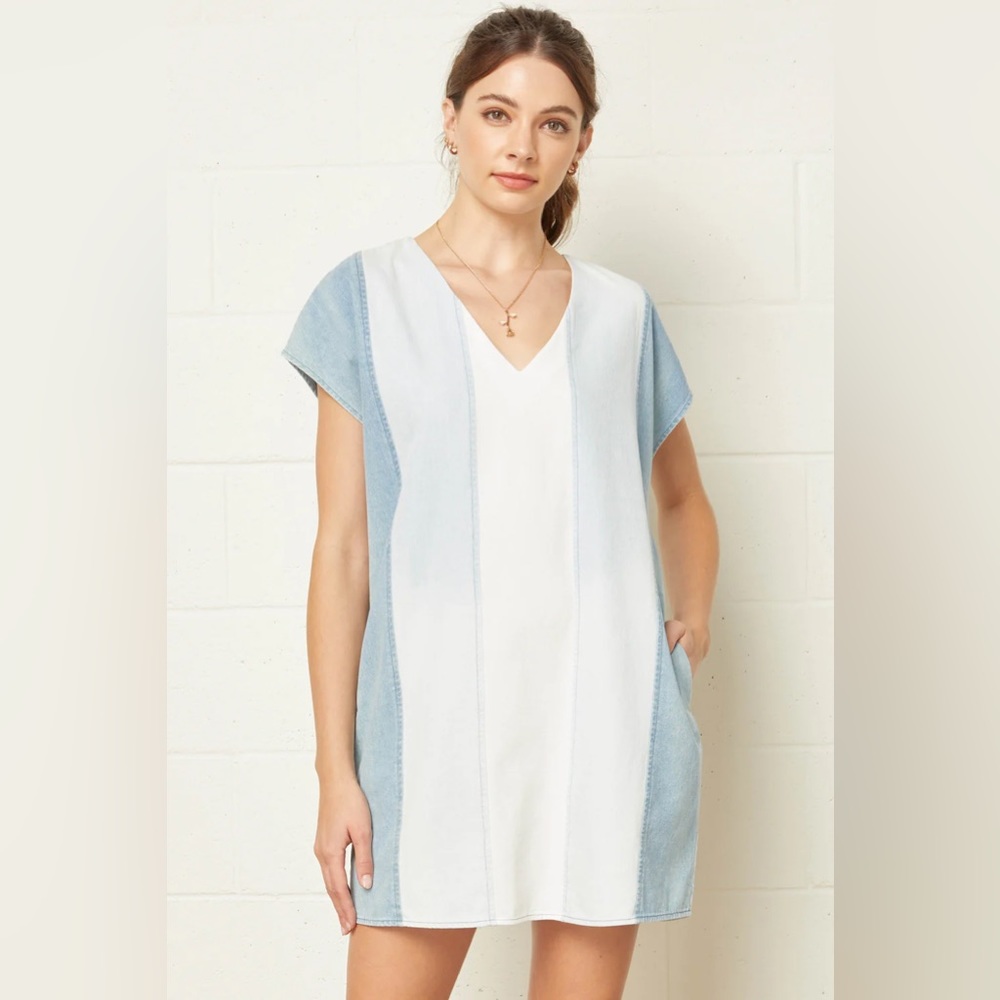 Entro Cotton Denim Mini Dress